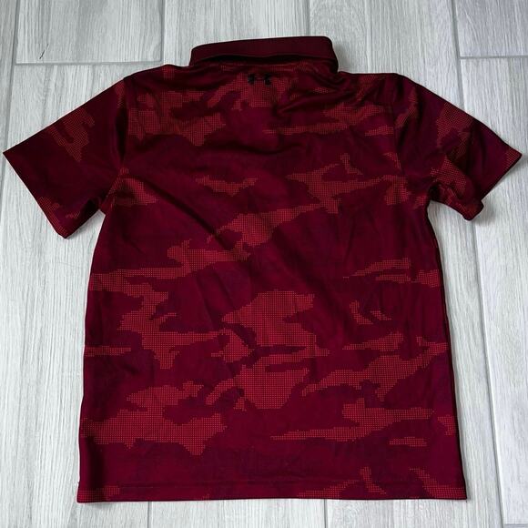 Under Armour Boy's LG Red Camouflage Print Polo Shirt - Picture 3 of 5